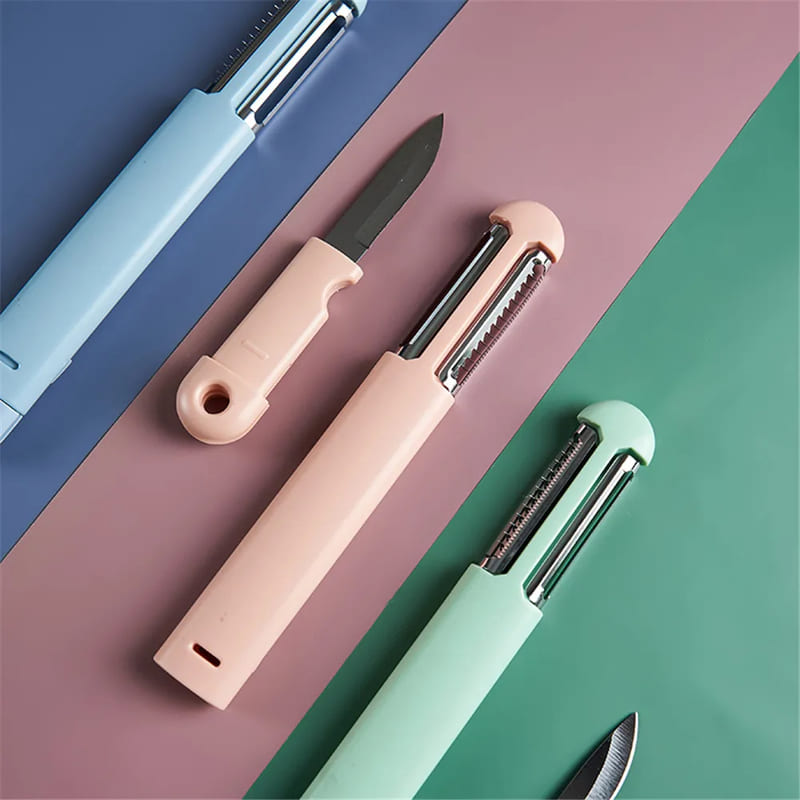 Cuchillo pelador 3 en 1 multifuncional acero inoxidable