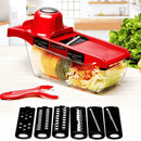 Rallador de verduras mandolina 6 en 1, cortador multifuncional de cocina con cuchillas intercambiables de acero inoxidable, rebanador manual para frutas y hortalizas, utensilio práctico para ensaladas, rallador seguro