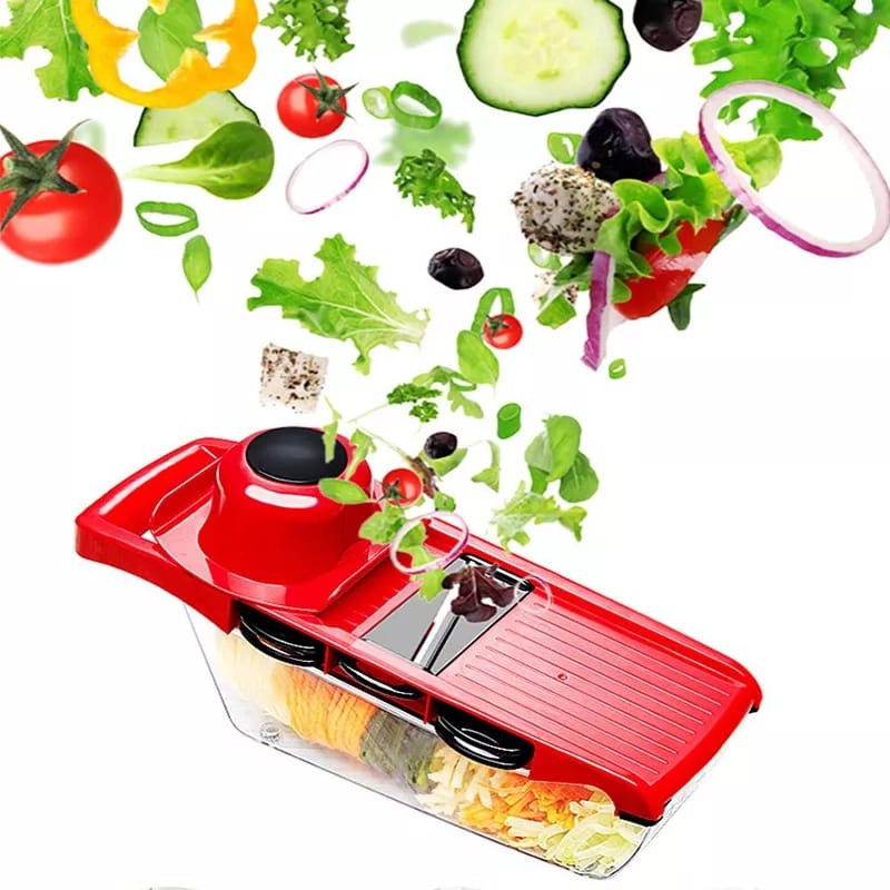 Rallador de verduras mandolina 6 en 1, cortador multifuncional de cocina con cuchillas intercambiables de acero inoxidable, rebanador manual para frutas y hortalizas, utensilio práctico para ensaladas, rallador seguro