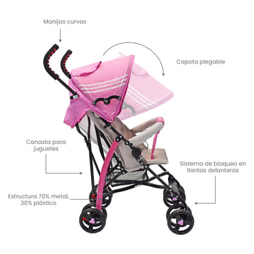 COCHE PASEADOR PPA BABY STROLLER - ROSADO PRIORI
