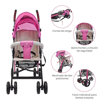 COCHE PASEADOR PPA BABY STROLLER - ROSADO PRIORI