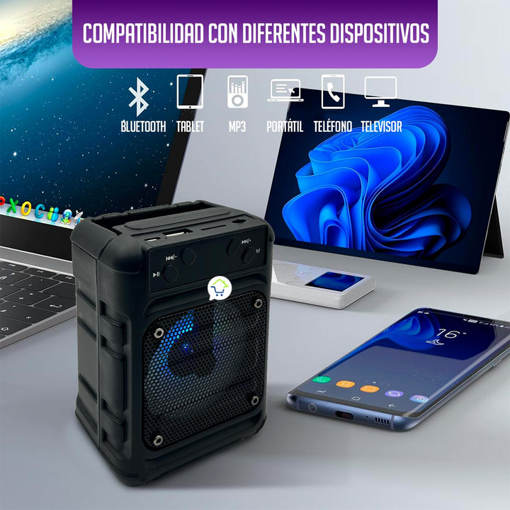 Parlante Bluetooth RGB Recargable Portable Radio GTS1361