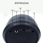 Parlante portátil con bluetooth, micro SD, USB y Aux con luces RGB