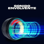 Parlante portátil con bluetooth, micro SD, USB y Aux con luces RGB