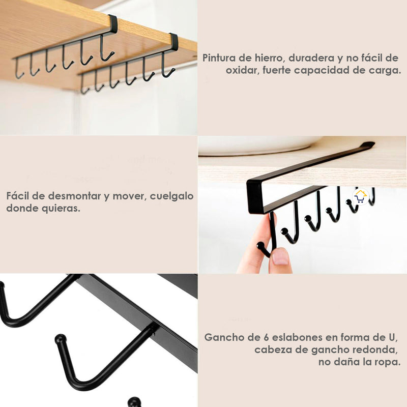 Set x2 Soporte Para Tazas y Vasos Cocina Organizador Estante Gancho PCCGx2