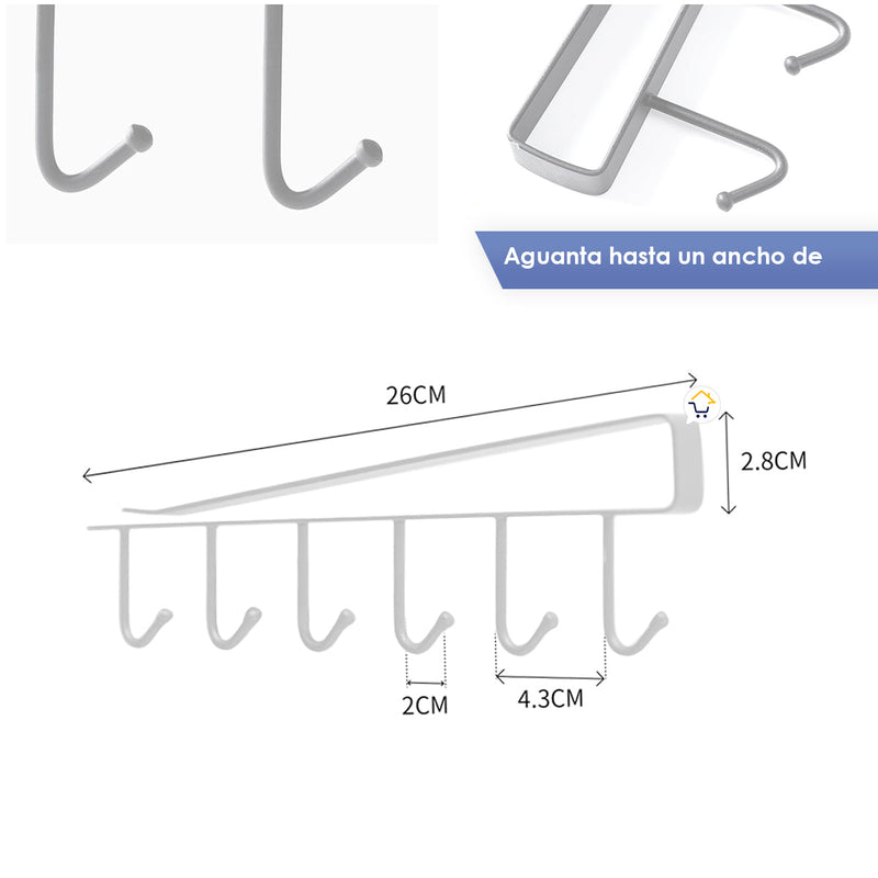 Set x2 Soporte Para Tazas y Vasos Cocina Organizador Estante Gancho PCCGx2