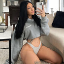 Panty tanga de algodón ajuste perfecto - Gris