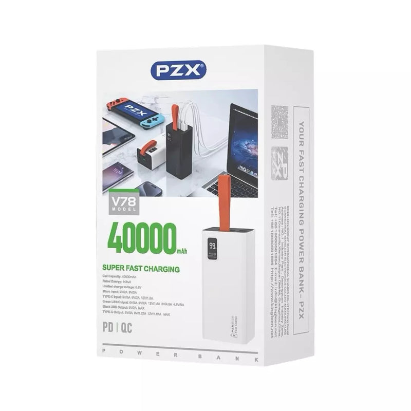 Power Bank PZX Capacidad 40.000mAH Y Potencia 22.5W V78