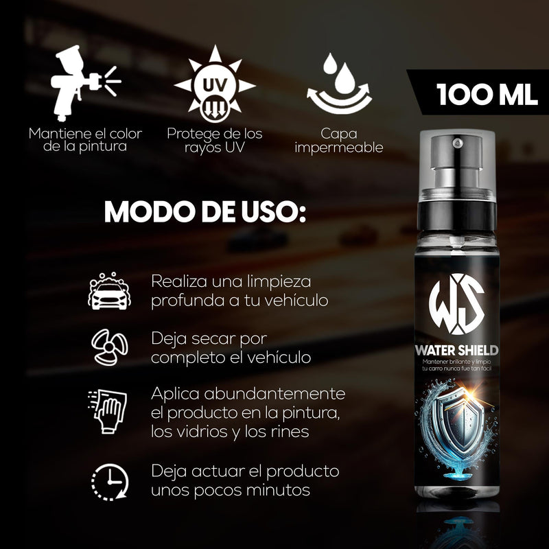 Protector de pintura y Brillo 2 Frascos Water Shield Para Vehículos Nano protección Impermeable AQ01
