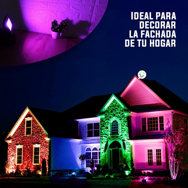 Reflector LED Multicolor RGB Impermeable Control Remoto WT60020