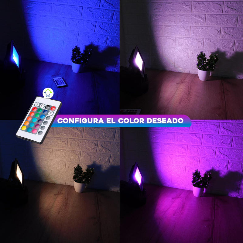 Reflector LED Multicolor RGB Impermeable Control Remoto WT60020