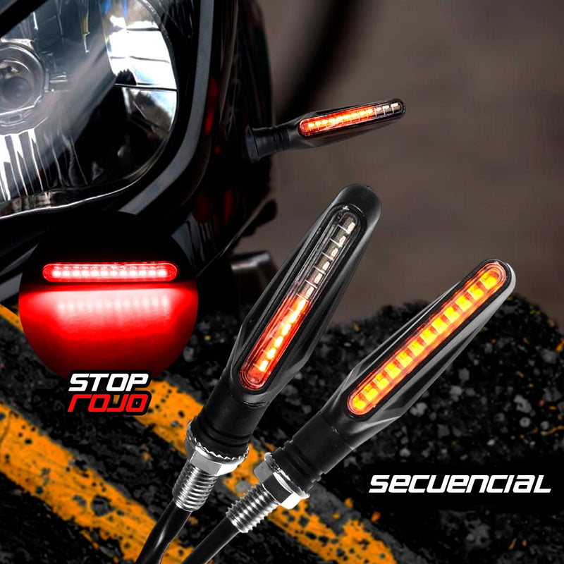 Direccionales LED Secuenciales x2 Moto Trasera o delantera Con Stop CD-391178