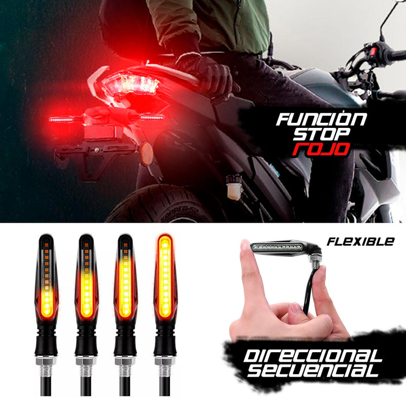 Direccionales LED Secuenciales x2 Moto Trasera o delantera Con Stop CD-391178
