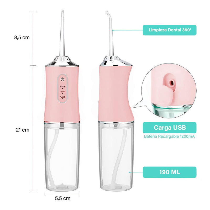 Irrigador Bucal Oral + 4 Boquillas Limpieza Dental Recargable USB KRD-1948