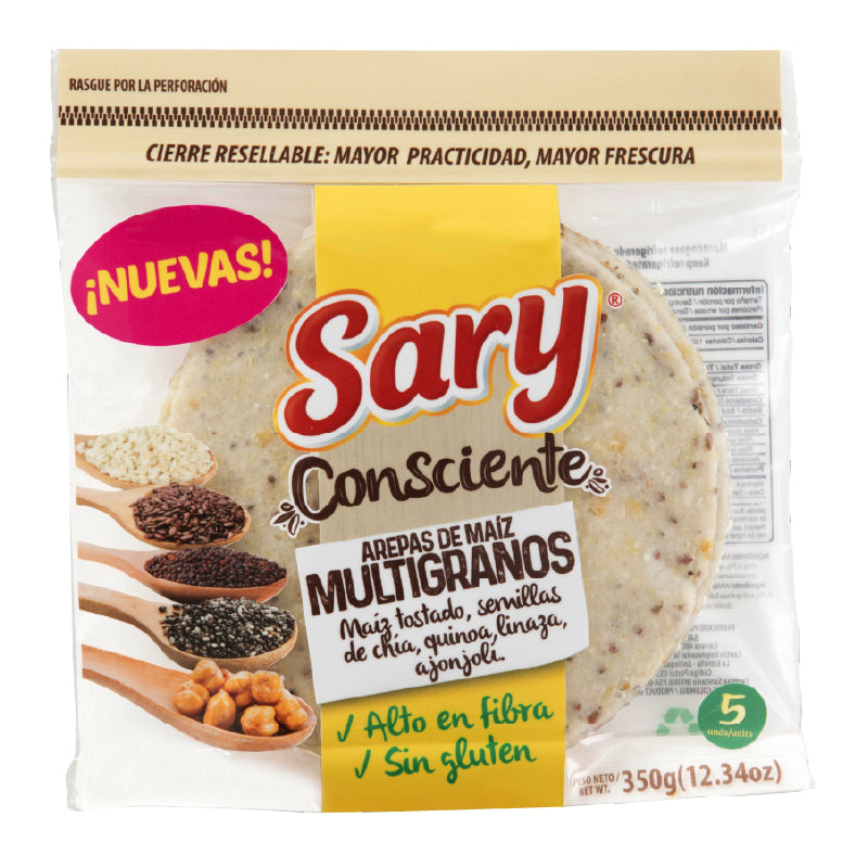 AREPA DE MAIZ CON CHIA,  QUINOA,  AJONJOLI Y LINAZA  SARY 5U