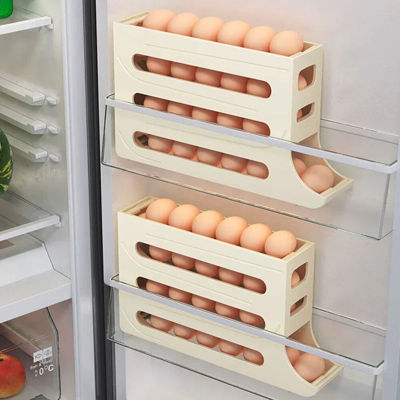 Soporte organizador de huevos para nevera y estante de 4 pisos