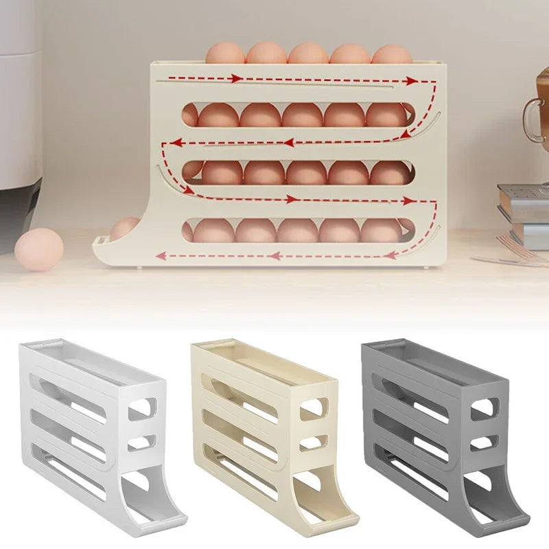 Soporte organizador de huevos para nevera y estante de 4 pisos