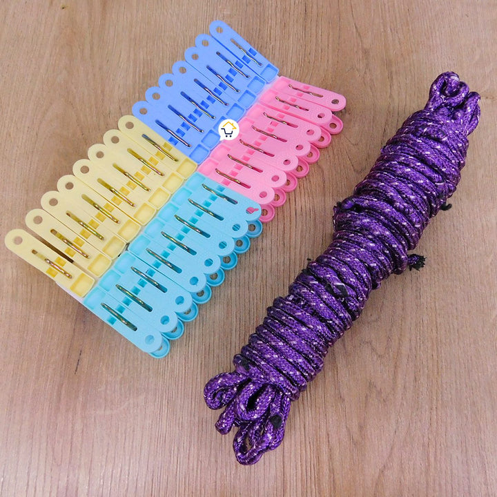 Set 30 Pinzas Para Colgar Ropa y Cuerda Tendedero JS220221
