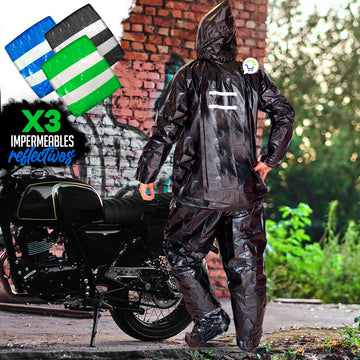 Set x3 Impermeables Moto Bicicleta Reflectivo 3 Piezas IMX3