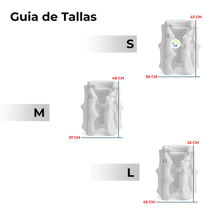 Chaleco Salvavidas Inflable Niños Flotador Piscina Broches MD291