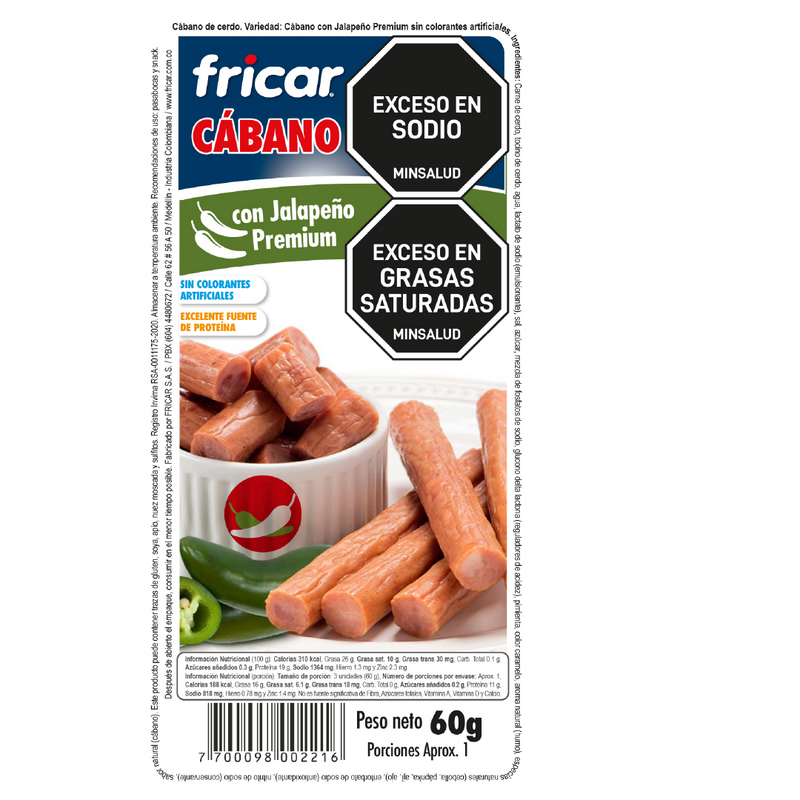 CABANO CON JALAPEÑO FRICAR 60g                 