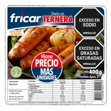CHORIZO CON TERNERA X 8 FRICAR                