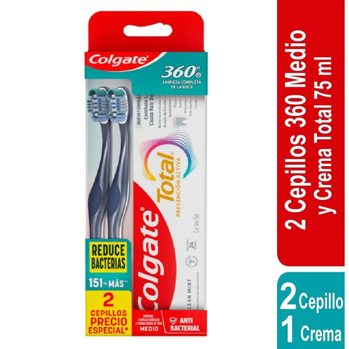 CEPILLO COLGATE 2U 360+CREMA 75ML CUI/TT