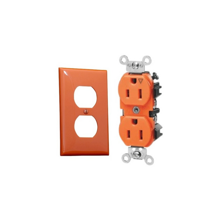 TOMA DOBLE LEVITON NARANJA 15 AMP CON TAPA ORIGINAL