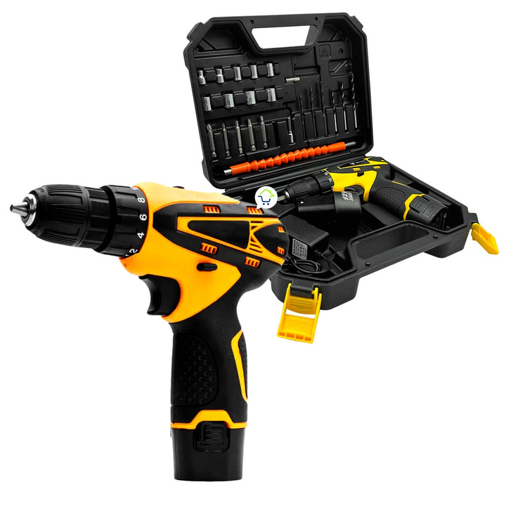 Taladro Inalámbrico Recargable 12V Con Estuche Herramientas H01