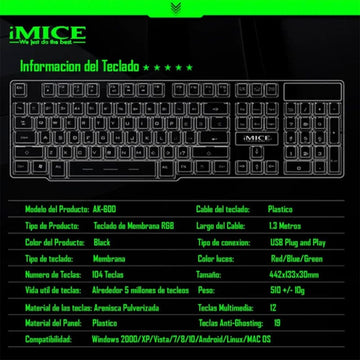 Teclado Y Mouse Gamer Con Luces Led Imice KM680