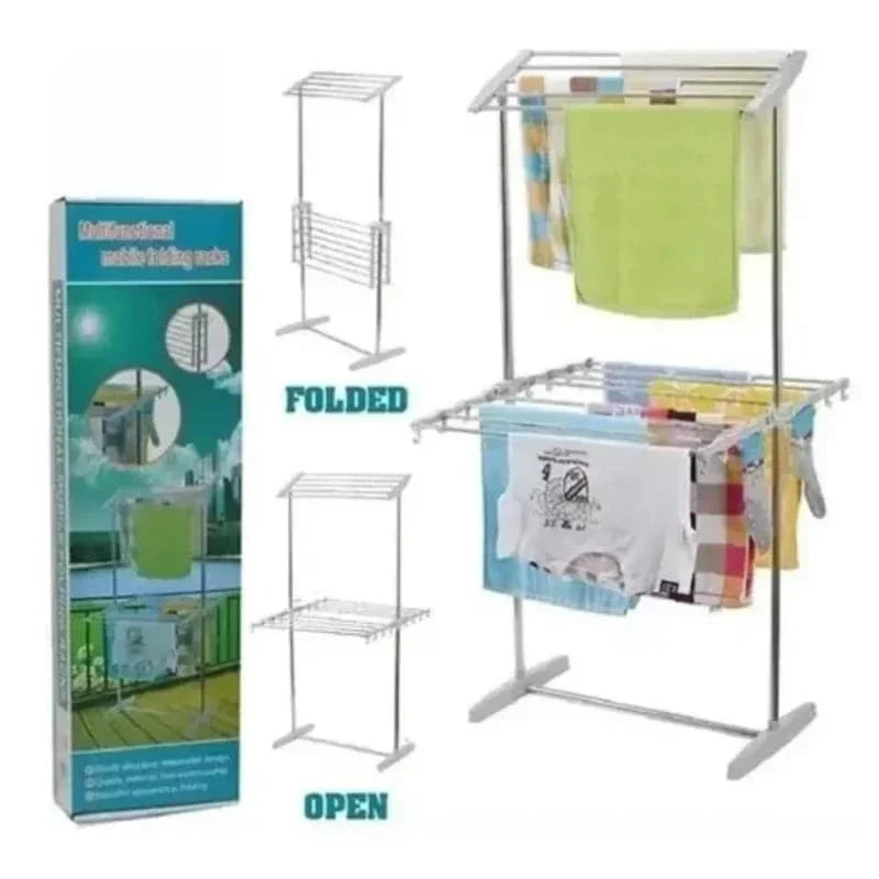 Tendedero de ropa plegable de 2 niveles