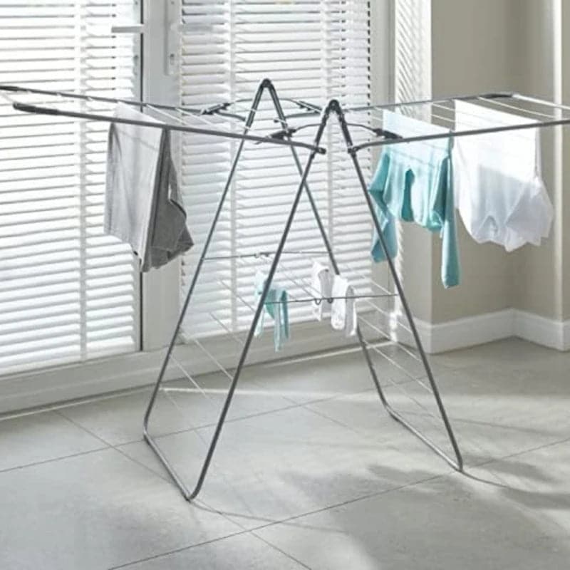 Tendedero plegable con alas de acero inoxidable para tender ropa