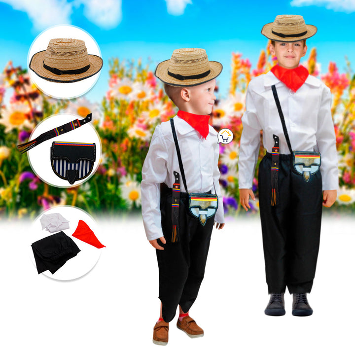 Traje Típico Niño Disfraz Feria Flores X6 Piezas Et000018