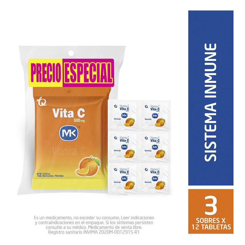 VITAMINA C MK 36U 500MG NARANJA