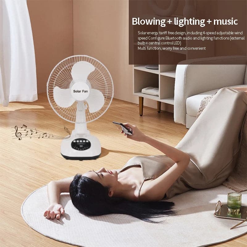 Ventilador Portatil Solar Fan con Panel Solar y Bombillo de 5W
