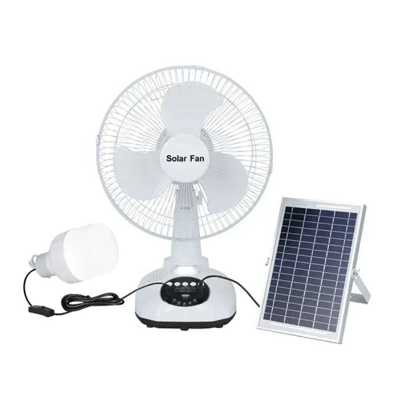 Ventilador Portatil Solar Fan con Panel Solar y Bombillo de 5W