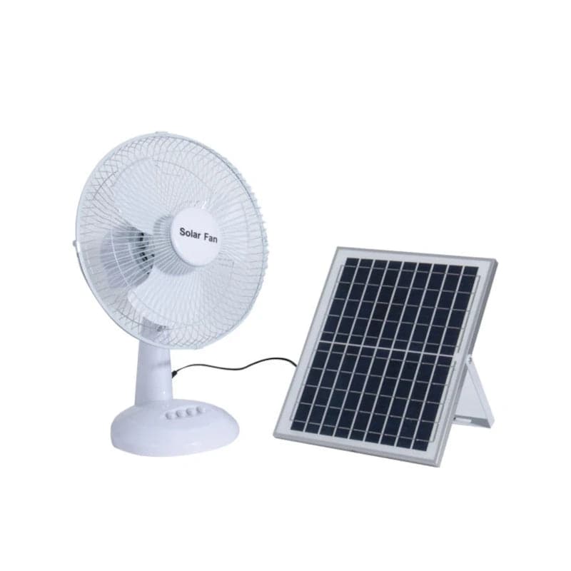 Ventilador 3 velocidades de 10 pulgadas recargable con panel solar
