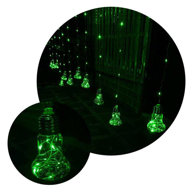 Cortina Micro LED 12 Tiras Estilo Campana 3 x 2 m 312 Luces Verde 1620V