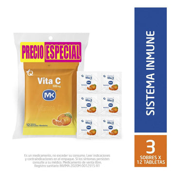 VITAMINA C MK 36U 500MG MANDARINA