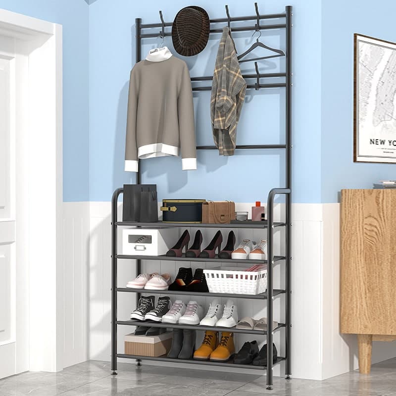 Mueble Perchero con Zapatera de Metal