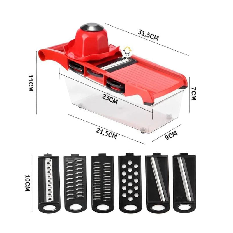 Rallador de verduras mandolina 6 en 1, cortador multifuncional de cocina con cuchillas intercambiables de acero inoxidable, rebanador manual para frutas y hortalizas, utensilio práctico para ensaladas, rallador seguro