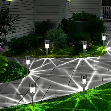 10/12 piezas de Luces Solares para Jardín Exterior, Luces Decorativas de Acero Inoxidable para Exteriores, Ideales para Decoración Festiva (Navidad, Halloween, Fiestas), Adecuadas para Iluminación Duradera en Bajos de Calle, Patios y Caminos