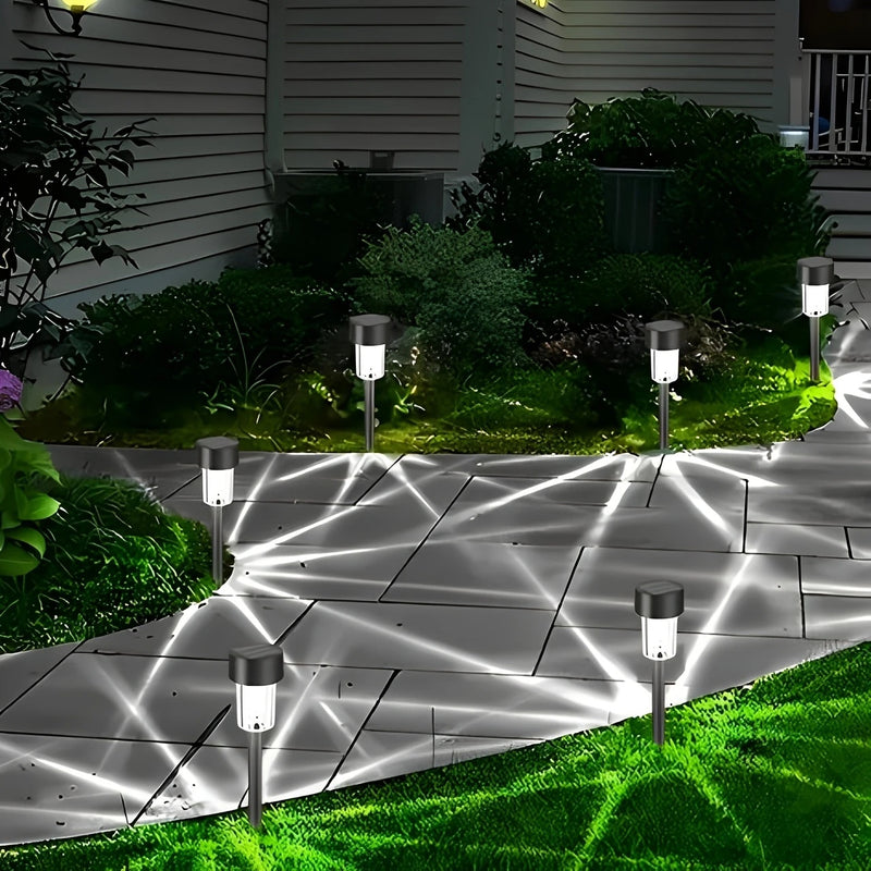 10/12 piezas de Luces Solares para Jardín Exterior, Luces Decorativas de Acero Inoxidable para Exteriores, Ideales para Decoración Festiva (Navidad, Halloween, Fiestas), Adecuadas para Iluminación Duradera en Bajos de Calle, Patios y Caminos