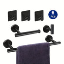 Juego de accesorios para baño, 6 piezas, barra para toallas y soportes, montaje en pared, acero inoxidable, color negro mate, 16 pulgadas