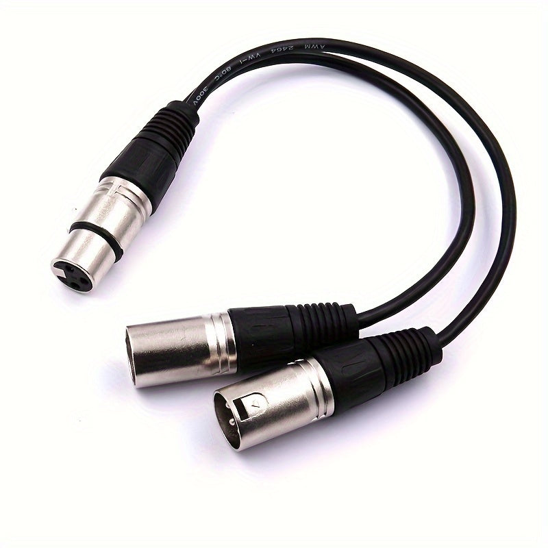 Cable XLR modular de aleación de zinc con divisor 2 hembra a 1 macho, línea de audio de 3 pines para micrófonos, color negro y plateado resistente, longitud de 1.5 m/5.9 pies, equipo de audio profesional | Cable modular | Cable duradero