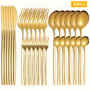 Juego de cubiertos de acero inoxidable de 30 piezas - Utensilios elegantes con acabado espejo, aptos para lavavajillas, incluye tenedores, cuchillos y cucharas - Colección duradera de vajilla