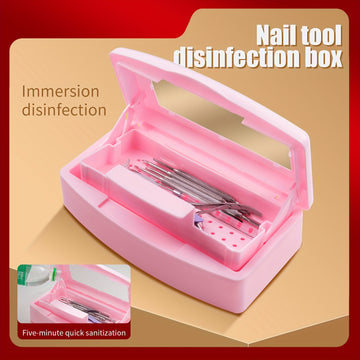 Caja desinfectante para herramientas de manicura rosa - Organizador con compartimentos para limpieza y almacenamiento, desinfección rápida en 5 minutos, ideal para salones de belleza, organizador para salón de uñas | Diseño compacto | Organizador eficien