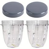 2pcs Vasos de Repuesto de 18oz con Tapas para NutriBullet 600W & 900W - Transparentes, Plástico Duradero, Apto para Lavavajillas - Perfectos para Batidos, Jugo y Shakes de Proteínas, Licuadoras para Cocina