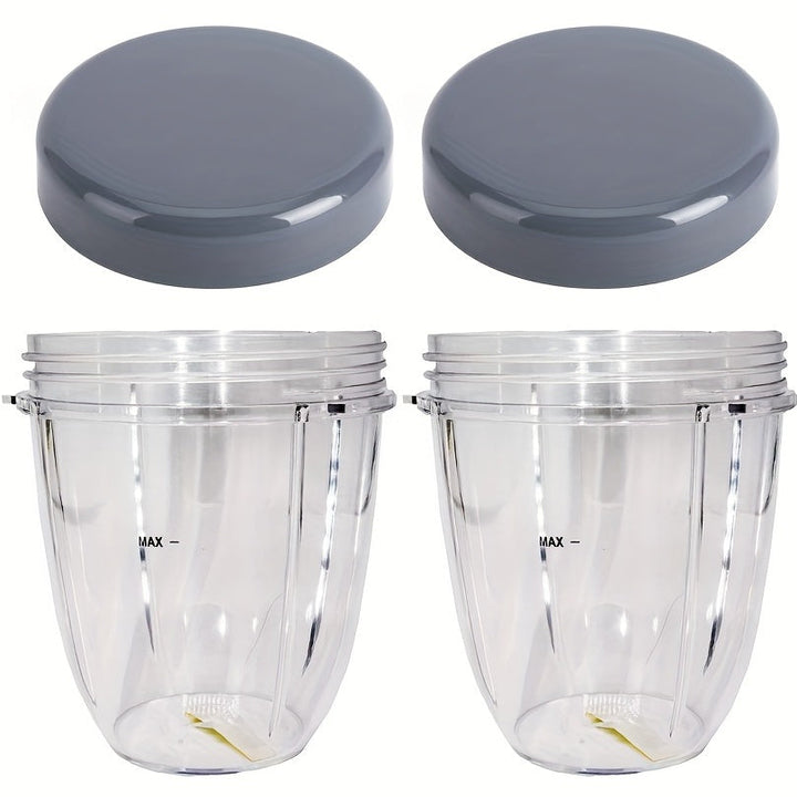 2pcs Vasos de Repuesto de 18oz con Tapas para NutriBullet 600W & 900W - Transparentes, Plástico Duradero, Apto para Lavavajillas - Perfectos para Batidos, Jugo y Shakes de Proteínas, Licuadoras para Cocina
