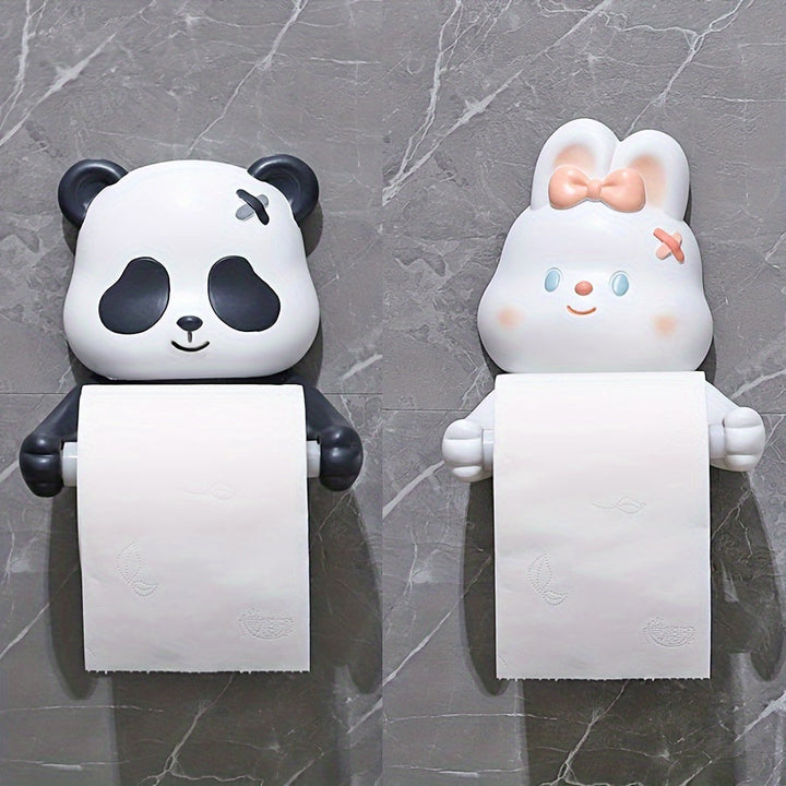 Portarrollos de Papel Higiénico con Diseño de Panda Adorable para Montaje en Pared - Autoadhesivo Sin Taladro, Decoración Duradera y Pintada para Baños y Cocinas, Accesorios y Estilo Caprichoso, Construcción Robusta, Accesorio Hogareño Divertido